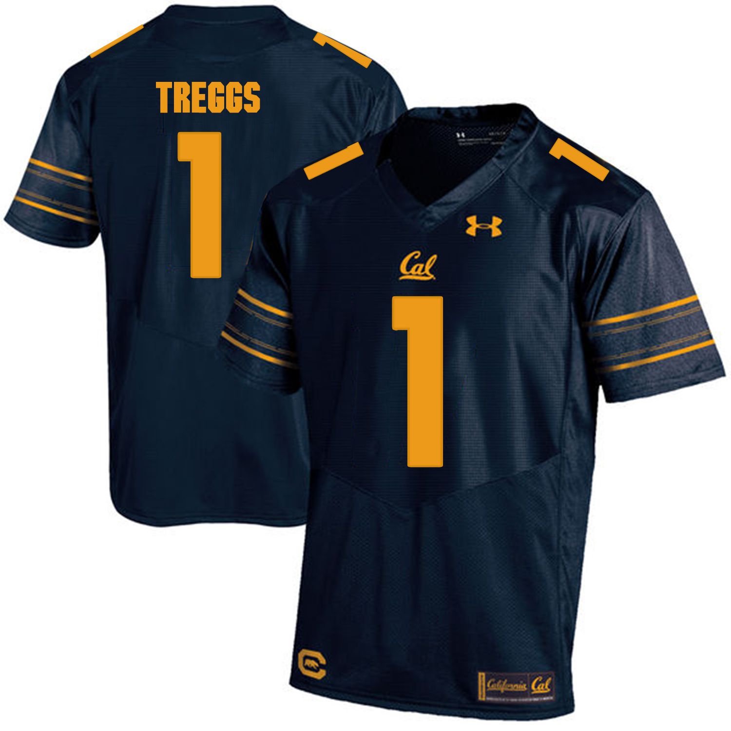 Men California Golden Bears #1 Bryce Treggs Dark blue Customized NCAA Jerseys->customized ncaa jersey->Custom Jersey